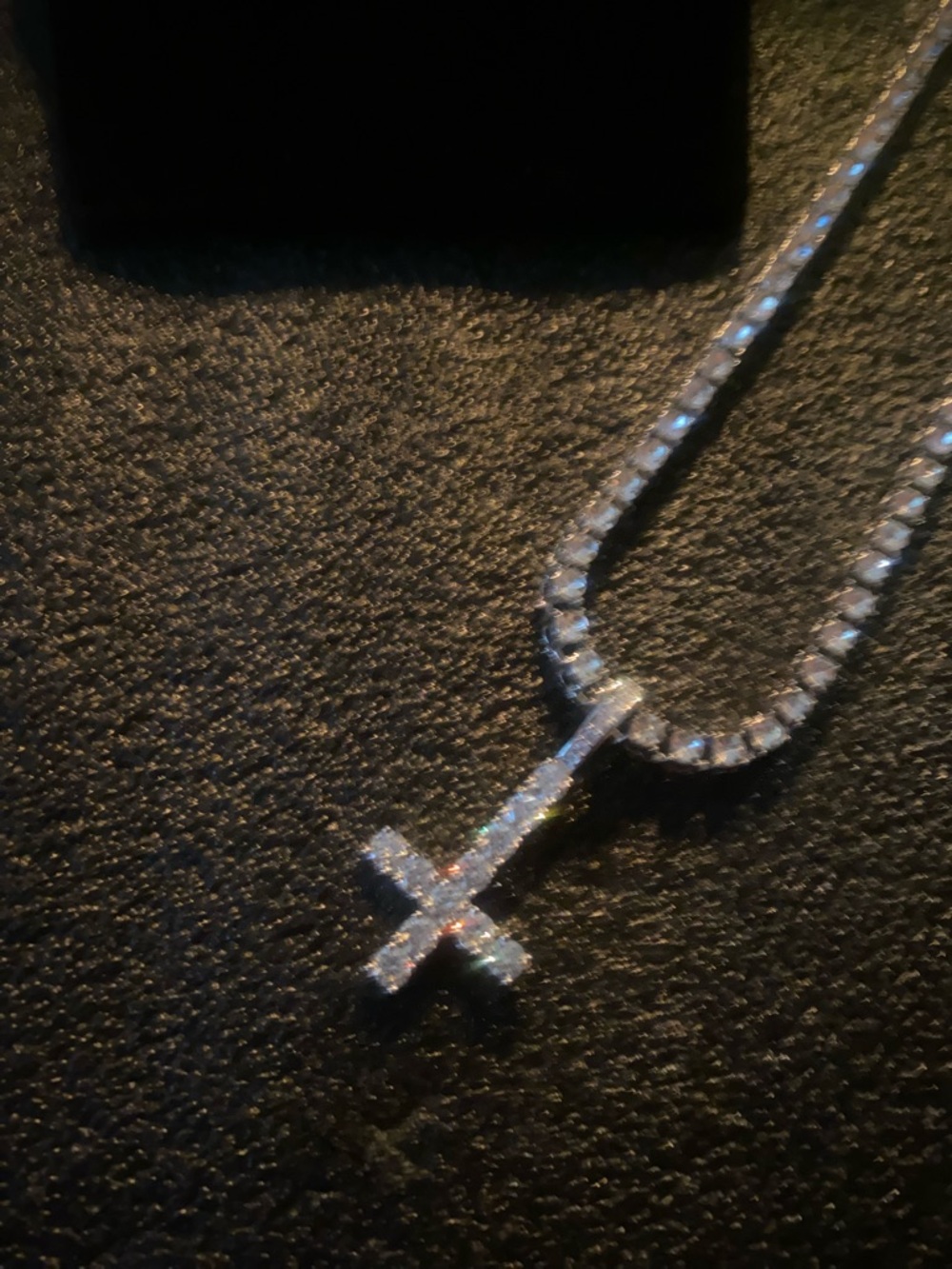 PLAYBOI ICED OUT 24” TENNIS NECK-CHAIN UPSIDE DOWN CROSS PENDANT NEW BOX !!